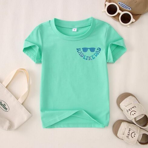 KEKEMI Father's Day Shirts for Toddler Baby Boys Rad Like Dad T Shirt Funny Fathers Day Holiday Tees Short Sleeve Summer Tops in Kuwait