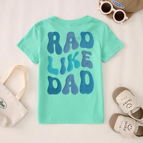 KEKEMI Father's Day Shirts for Toddler Baby Boys Rad Like Dad T Shirt Funny Fathers Day Holiday Tees Short Sleeve Summer Tops in Kuwait