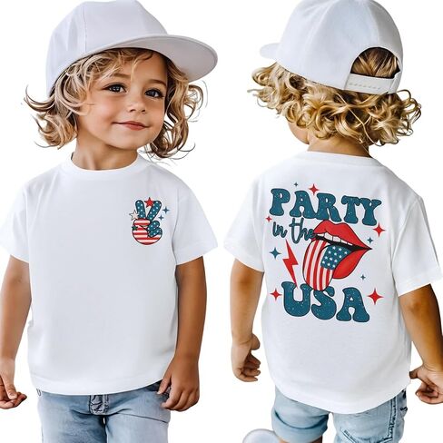 CM C&M WODRO Party in The USA Shirt Toddler Baby Boy Girl 4th of July Patriotic T-Shirt USA Funny Flag Short Sleeve Tee Tops in Saudi Arabia