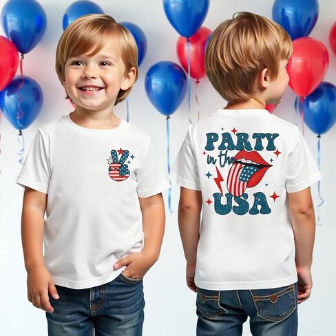 CM C&M WODRO Party in The USA Shirt Toddler Baby Boy Girl 4th of July Patriotic T-Shirt USA Funny Flag Short Sleeve Tee Tops in Saudi Arabia