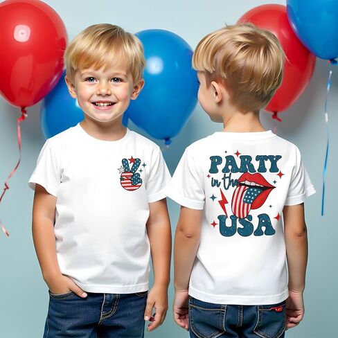 CM C&M WODRO Party in The USA Shirt Toddler Baby Boy Girl 4th of July Patriotic T-Shirt USA Funny Flag Short Sleeve Tee Tops in Saudi Arabia