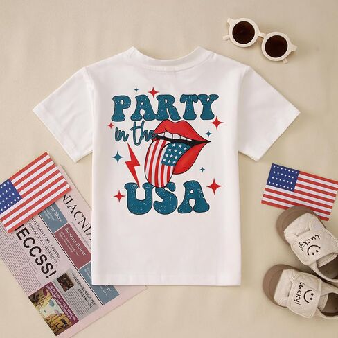 CM C&M WODRO Party in The USA Shirt Toddler Baby Boy Girl 4th of July Patriotic T-Shirt USA Funny Flag Short Sleeve Tee Tops in Saudi Arabia