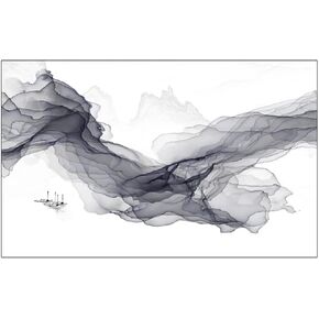 Window Clings Window Privacy Film Modern Chinese Landscape Painting Office Static Sticker Frosted Color Decorative Glass Window Film Privacy Window Film(A,45 * 120 cm)