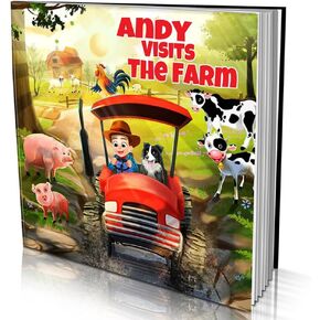 Personalized Storybooks by Dinkleboo - Visits The Farm - Your Child Joins Mr. Gray On A Trip Around The Farm - for Children Aged 0 to 8 Years Old - Soft Cover - Smooth, Glossy Finish (8"x 8")