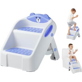 Step Stool for Toddlers, Toddler Step Stool for Bathroom Sink, Foldable Non-Slip Kids Stool with Handle, 2 Step Stools for Kids, Toddler Stool for Kitchen Bedroom Counter Sink