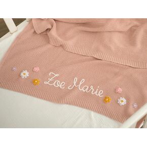 Personalized Baby Blanket - Custom Embroidered Blanket for Newborn Boys Girls with Hand-Embroidery & Monogrammed Name, Gifts for Baby Shower, Birthday, Christmas, Nursery Gifts Infant