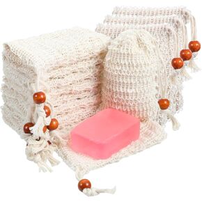 50 Soap Bags Mesh Exfoliating, 5.1 × 3.7inches Cotton Linen Bags, Soap Savers for Shower Use Like Massaging Drying And Scrubbing