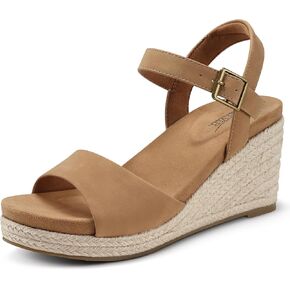SHIBEVER Women's Wedge Platform Sandals: Espadrille Dressy Comfortable Summer Open Toe Ankle Strap Buckle Women Sandal