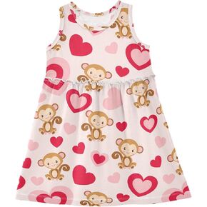 Boccsty Yellow Ducks Hearts Girls Dress Kids Toddler Casual Dresses Summer Dresses 2T-8T
