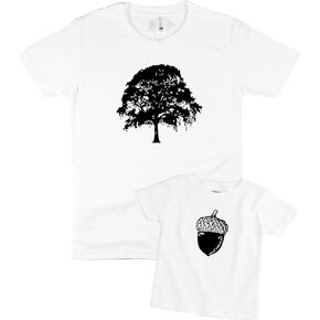 The Spunky Stork Father & Daughter Son Oak Tree Acorn Daddy and Me Matching Shirt