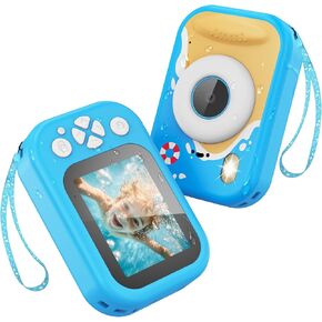 Kids Camera IP68 Waterproof, 9.84FT Underwater Children Digital Camera 1080P HD Video & 32GB Card - Perfect for Swimming, Pool, Christmas Birthday Gift for Boys Girls Ages 3-12, Blue