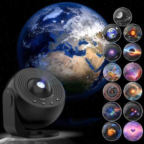 [Pro 2025] جهاز عرض Planetarium مع إسقاط أكثر إشراقًا ، 13 في 1 نجوم الإسقاط Galaxy Light مع STARRY NIGHT SKY Space System System Constellation Moon for Bedroom Sedic Room Decor