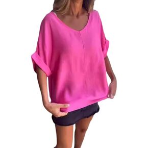 Oversized Tshirts for Women 2025 Dressy Petal Sleeve Trendy T Shirt Casual Loose Tunic Tops Flowy Button Blouse Tees