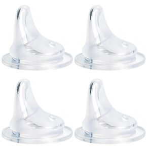 Sippy Straw Nipples Compatible with MAM Bottles & Glass Bottles, Replacement Bottle Nipple, Soft Food Grade 100% Silicone Spouts, Leak-Proof, BPA Free, Variable Flow, 9m+, 4 Count