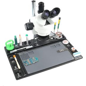 Electron Microscopes 7-45X Continuous Zoom Industrial Trinocular Microscope Set Aluminum Alloy Repair Work Base Plate Adults PCB Soldering Outside Use