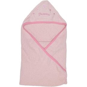 EVERYDAY KIDS Hooded Baby Toddler Bath Towel for Girls - 3D Pink Princess Towel with Crown; Soft and Absorbent Terry Cloth Hooded Towel for Young Kids; Baby Girl Bath Essential