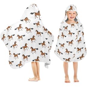 Kids Beach Towel for Boys Girls, Horse Bath Towel Wrap, Baby Hooded Towels, Toddler Soft Pool Swim Towels