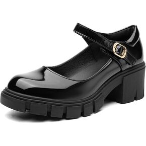 Women's Mary Jane Shoes Platform Low Heel Chunky Heels Ankle Strap Round Toe Dressy Pumps Oxford Style