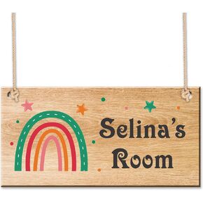 Custom Sign Personalized Bedroom Door Signs Wooden Room Decor Bedroom Accessories Rectangle Name Door Sign Plaques Custom Gifts UV Printed with Any Name for Son Daughter Kids Baby Toddler (Design 6)