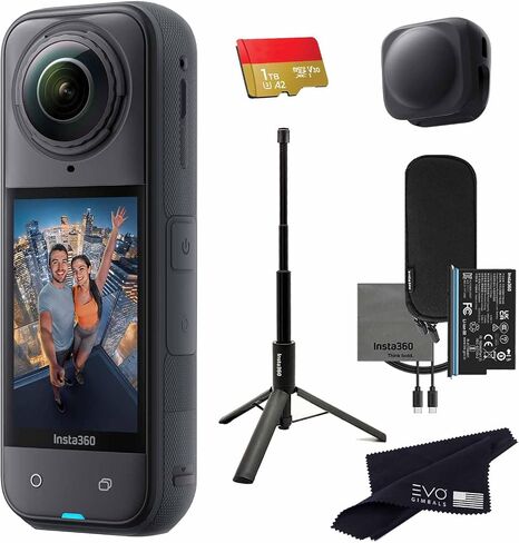 Insta360 X5 Tripod Selfie Stick Bundle -8K Waterproof 360 Action Camera with 1/2" Sensors, 8K 360 HDR Video,Perfect for Matterport 360 House Tour|Bundle Includes Tripod Selfie Stick, Lens Cap(512GB) in Saudi Arabia