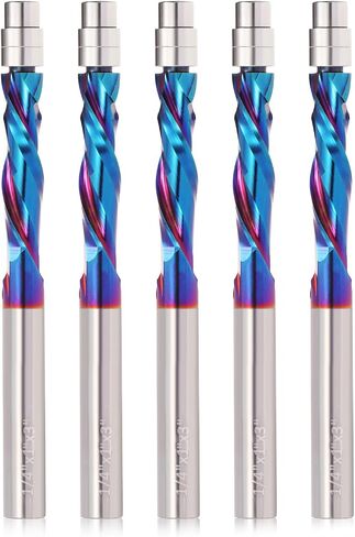 Spiral Flush Trim Router Bit,1/4 Inch Shank 1-1/8 Inch Cutting Length Extra Long 2.95 Inch OVL,UP Down Compression Bit with Coating for Wood Trimming in Saudi Arabia