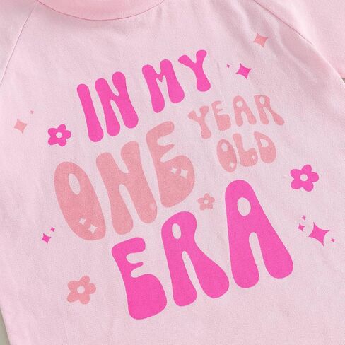 Baby Girl First Birthday Outfit In My One Year Old Era T-Shirt Solid Color Shorts Set 1st Birthday Gifts in Kuwait
