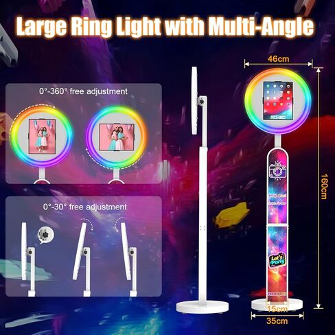 Portable IPad Photo Booth Compatible with Any IPad, Includes Remote-Controlled RGB Ring Light, Music Sync, Custom Logo and Flight Case Photo Needs (for 10.9/11in Ipad) in Saudi Arabia