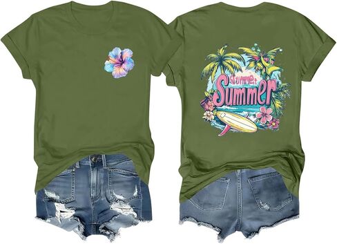 Women's Clothing Cute Summer Tops for Women Outfits Womens Casual Tie Dye Shirt Tee Shirts Baseball Mom Plain in Kuwait