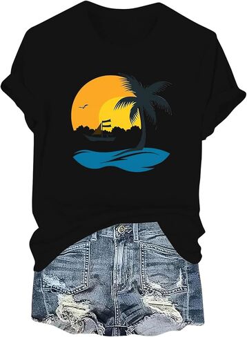 Womens Summer Tops Tie Dye Shirt Women Business Casual Outfits for Western Outfit Corset Top Cotton Tshirts in Kuwait