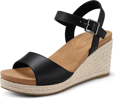 SHIBEVER Women's Wedge Platform Sandals: Espadrille Dressy Comfortable Summer Open Toe Ankle Strap Buckle Women Sandal in Saudi Arabia