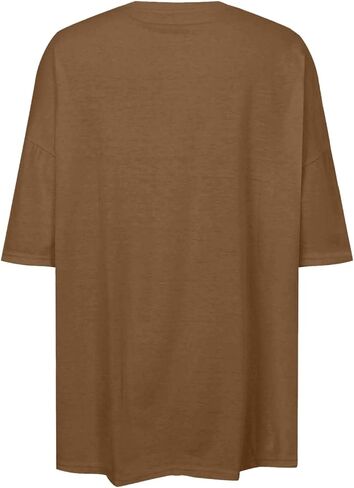 Womens Summer Oversized Shirts Beach Short Sleeve Shirts Round Neck Plus Size Workout Tshirts Casual Solid Blouses in Saudi Arabia
