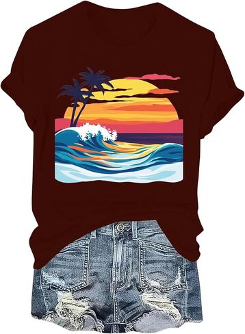 الخروج من قمم للنساء في اليوم الأخير من مدرس مدرس قميص البلوزات الشاطئ العطلات ملابس أمي لطيف القمصان مثير in Kuwait