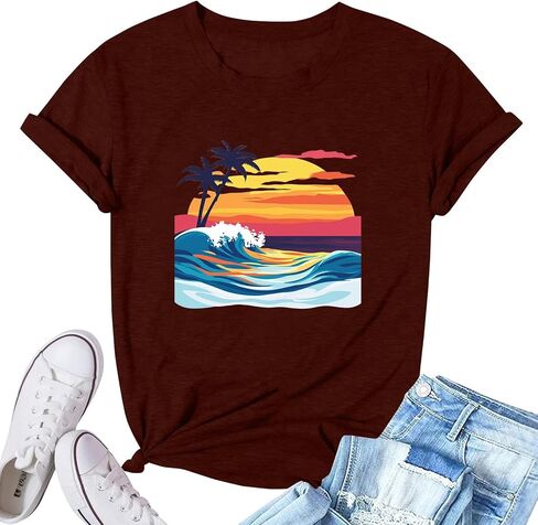 الخروج من قمم للنساء في اليوم الأخير من مدرس مدرس قميص البلوزات الشاطئ العطلات ملابس أمي لطيف القمصان مثير in Kuwait