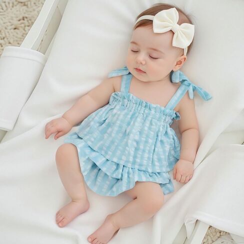 Adobabirl Baby Girl ملابس صيفية من محطّمة أشرطة ربط بلا أكمام قمم بملابس سراويل شورت بوتيك بوتيك in Kuwait