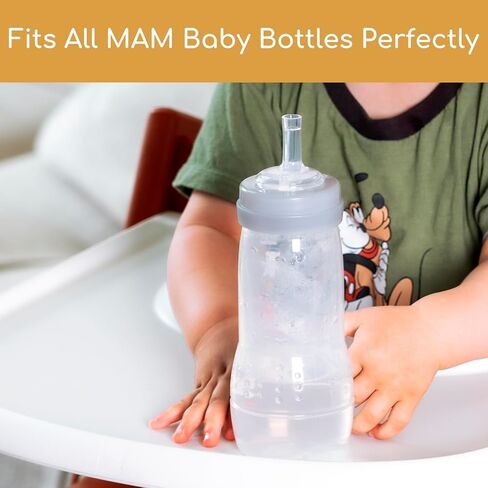 Sippy Straw Nipples Compatible with MAM Bottles & Glass Bottles, Replacement Bottle Nipple, Soft Food Grade 100% Silicone Spouts, Leak-Proof, BPA Free, Variable Flow, 9m+, 4 Count in Kuwait