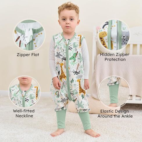Yoofoss Toddler Sleep Kit مع أقدام 24-36 شهرًا 100 ٪ كيس نوم للقطن العضوي مع بطانية يمكن ارتداؤها in Kuwait