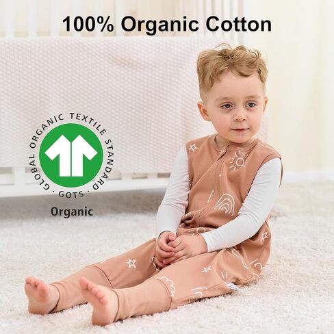 Yoofoss Toddler Sleep Kit مع أقدام 24-36 شهرًا 100 ٪ كيس نوم للقطن العضوي مع بطانية يمكن ارتداؤها in Kuwait