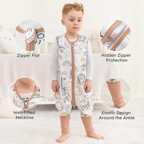 Yoofoss Toddler Sleep Kit مع أقدام 24-36 شهرًا 100 ٪ كيس نوم للقطن العضوي مع بطانية يمكن ارتداؤها in Kuwait
