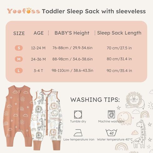 Yoofoss Toddler Sleep Kit مع أقدام 24-36 شهرًا 100 ٪ كيس نوم للقطن العضوي مع بطانية يمكن ارتداؤها in Kuwait