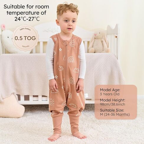Yoofoss Toddler Sleep Kit مع أقدام 24-36 شهرًا 100 ٪ كيس نوم للقطن العضوي مع بطانية يمكن ارتداؤها in Kuwait