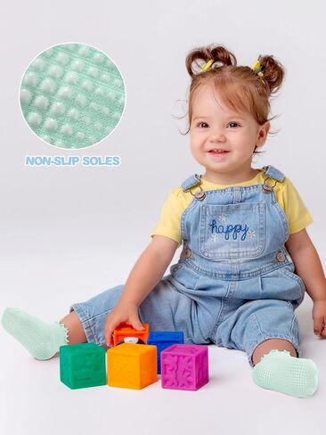 Cooraby 6 Pairs Toddler Anti Slip Non Skid Socks Baby Little Girls Frilly Ruffle Socks Cute Cotton Dress Sock 6M-6Y in Kuwait