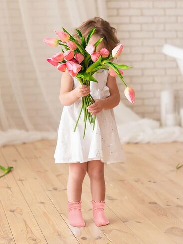 Cooraby 6 Pairs Toddler Anti Slip Non Skid Socks Baby Little Girls Frilly Ruffle Socks Cute Cotton Dress Sock 6M-6Y in Kuwait