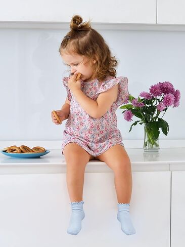 Cooraby 6 Pairs Toddler Anti Slip Non Skid Socks Baby Little Girls Frilly Ruffle Socks Cute Cotton Dress Sock 6M-6Y in Kuwait