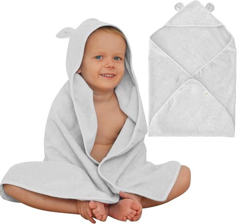 Organic Cotton Toddler Towel Poncho - Ultra-Soft for Boys & Girls 0-5T, Bath Towel with Bear Ears, Absorbent & Premium (Coral) in Kuwait