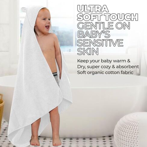 Organic Cotton Toddler Towel Poncho - Ultra-Soft for Boys & Girls 0-5T, Bath Towel with Bear Ears, Absorbent & Premium (Coral) in Kuwait