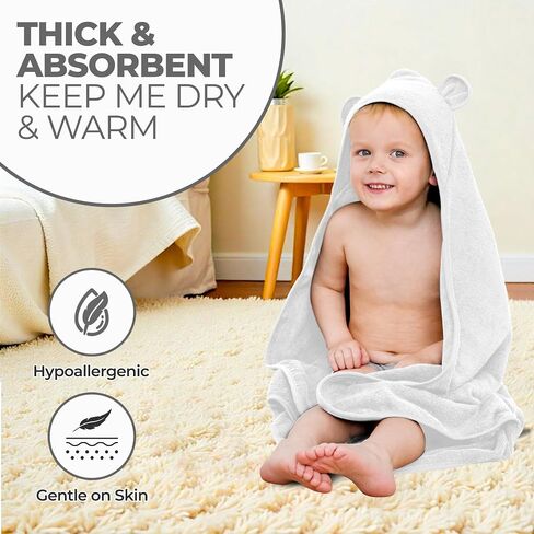 Organic Cotton Toddler Towel Poncho - Ultra-Soft for Boys & Girls 0-5T, Bath Towel with Bear Ears, Absorbent & Premium (Coral) in Kuwait