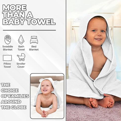 Organic Cotton Toddler Towel Poncho - Ultra-Soft for Boys & Girls 0-5T, Bath Towel with Bear Ears, Absorbent & Premium (Coral) in Kuwait