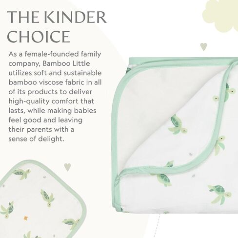 Bamboo Viscose Baby Hooded Towel & Washcloth Set for Babies and Toddlers, Tiger, Soft & Absorbent, 70% Viscose from Bamboo, 30% Cotton Muslin - Imported (Turtle) in Kuwait