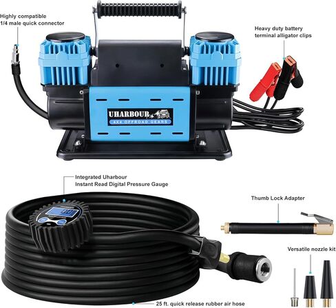 12V Offroad Air Compressor Dual Compressor with Digital Pressure Gauge, 12 Volt Off Road Air Compressor Heavy Duty comes with Carrying Bag in Saudi Arabia