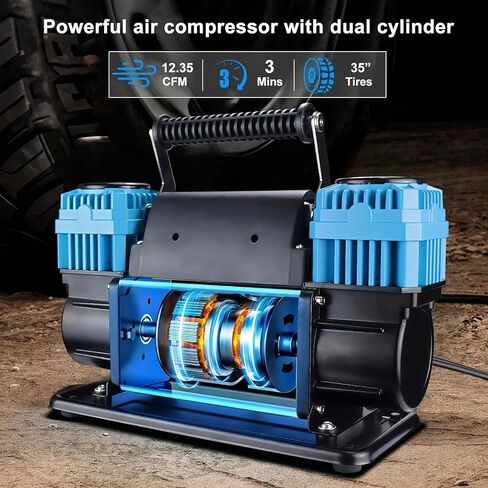 12V Offroad Air Compressor Dual Compressor with Digital Pressure Gauge, 12 Volt Off Road Air Compressor Heavy Duty comes with Carrying Bag in Saudi Arabia